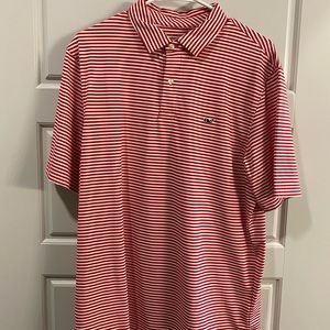 Vineyard Vines Performance Polo Red & White Stripe